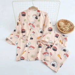 Japanese Fashion Pajama Cartoon Print Double Gauze Set BE013