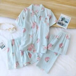 Japanese Fashion Pajama Cartoon Print Double Gauze Set BE013 -EgrilDoll Fashion Outlet Store japanese fashion pajama cartoon print double gauze set be013 844