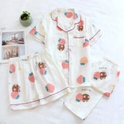 Japanese Fashion Pajama Cartoon Print Double Gauze Set BE013 -EgrilDoll Fashion Outlet Store japanese fashion pajama cartoon print double gauze set be013 984