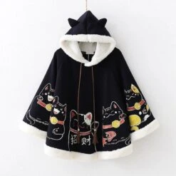 Japanese Harajuku Kawaii Lucky Cat Cloak Cute Hoodies Cape SP16527 -EgrilDoll Fashion Outlet Store japanese harajuku kawaii lucky cat cloak cute hoodies cape sp16527 436