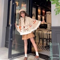 Japanese Harajuku Kawaii Lucky Cat Cloak Cute Hoodies Cape SP16527 -EgrilDoll Fashion Outlet Store japanese harajuku kawaii lucky cat cloak cute hoodies cape sp16527 796