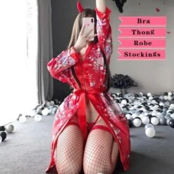 Japanese Kawaii Lingerie Sakura Girl Kimono Dress Yukata Bathrobe EG179 -EgrilDoll Fashion Outlet Store japanese kawaii lingerie sakura girl kimono dress yukata bathrobe eg179 bra thong 143