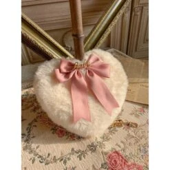 JK Lolita Heart Plush Cute Pearl Chain Hand Bag BE197 -EgrilDoll Fashion Outlet Store jk lolita heart plush cute pearl chain hand bag be197 279