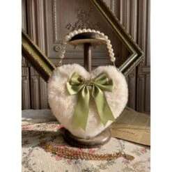 JK Lolita Heart Plush Cute Pearl Chain Hand Bag BE197 -EgrilDoll Fashion Outlet Store jk lolita heart plush cute pearl chain hand bag be197 483