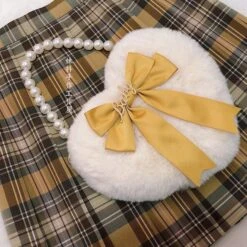 JK Lolita Heart Plush Cute Pearl Chain Hand Bag BE197 -EgrilDoll Fashion Outlet Store jk lolita heart plush cute pearl chain hand bag be197 667