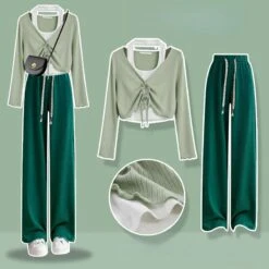K-fashion Lace Up Top T-shirt Three Piece Set ON249 29 K-fashion Lace Up Top T-shirt Three Piece Set ON249 -EgrilDoll Fashion Outlet Store k fashion lace up top t shirt three piece set on249 green two pants s sweat suit 759