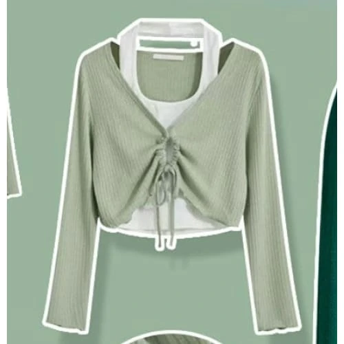 K-fashion Lace Up Top T-shirt Three Piece Set ON249 9 K-fashion Lace Up Top T-shirt Three Piece Set ON249 - Image 9