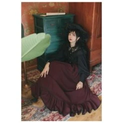 Kathy - French Retro Lace Lantern Sleeves Shirt Two-piece -EgrilDoll Fashion Outlet Store kathy french retro lace lantern sleeves shirt two piece outfit 106