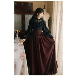 Kathy - French Retro Lace Lantern Sleeves Shirt Two-piece -EgrilDoll Fashion Outlet Store kathy french retro lace lantern sleeves shirt two piece outfit 564