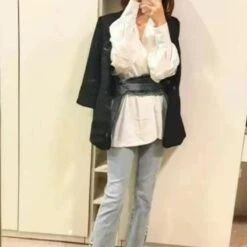 Kawaii Asian Fashion V-neck Shirt Denim Skirt Set ON237 -EgrilDoll Fashion Outlet Store kawaii asian fashion v neck shirt denim skirt set on237 196