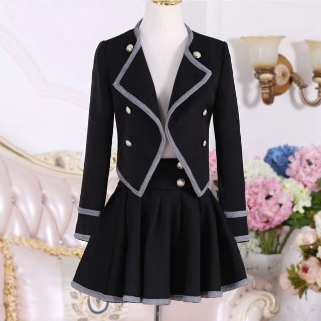 Kawaii Black Edge British Skirt Two Piece Set EG16627 2 Kawaii Black Edge British Skirt Two Piece Set EG16627 - Image 2