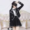 Kawaii Black Edge British Skirt Two Piece Set EG16627