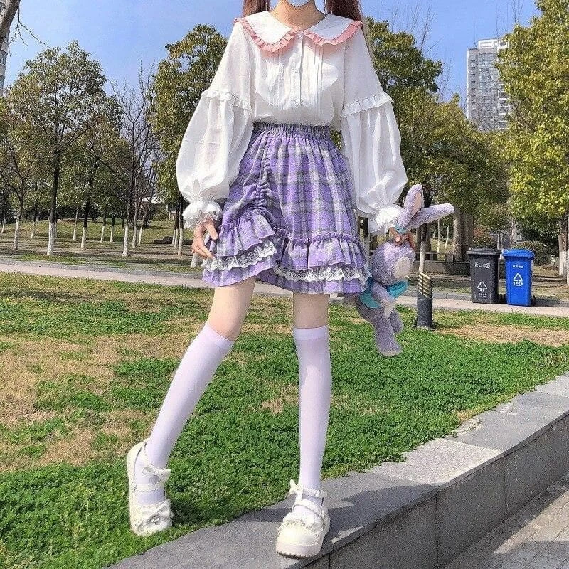 Kawaii Bunny Ear Sailor Collar Lace Ruffles White Blouses SP15872 4 Kawaii Bunny Ear Sailor Collar Lace Ruffles White Blouses SP15872 - Image 4