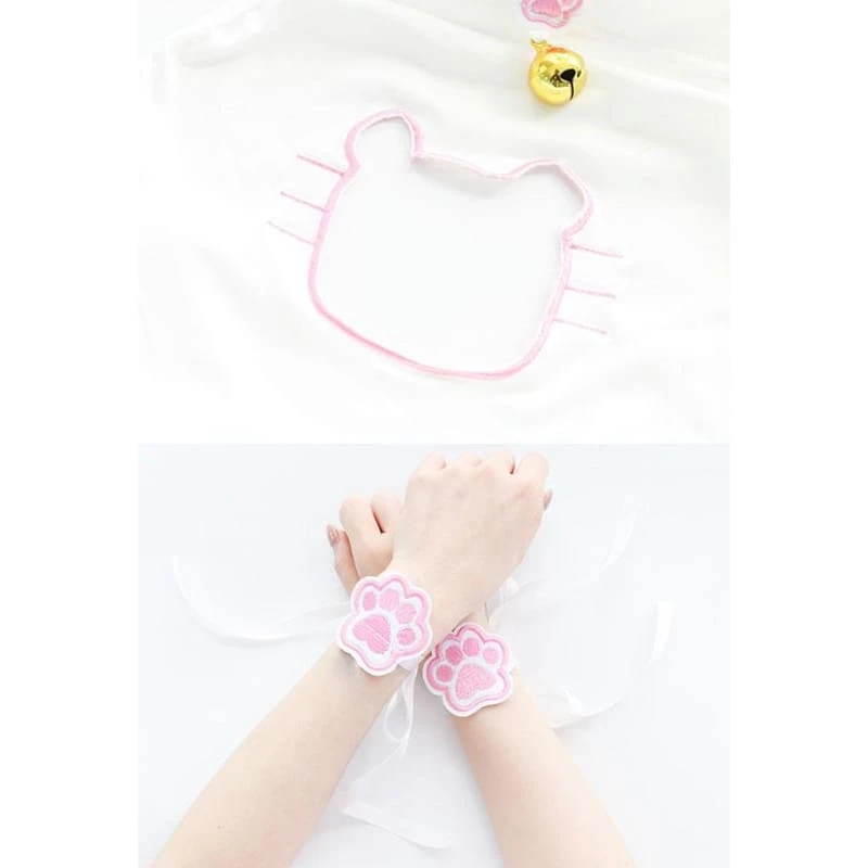 Kawaii Cat Girl Translucent Pajama Open Chest Nightdress With Ears And Tail Set EG392 7 Kawaii Cat Girl Translucent Pajama Open Chest Nightdress With Ears And Tail Set EG392 - Image 7