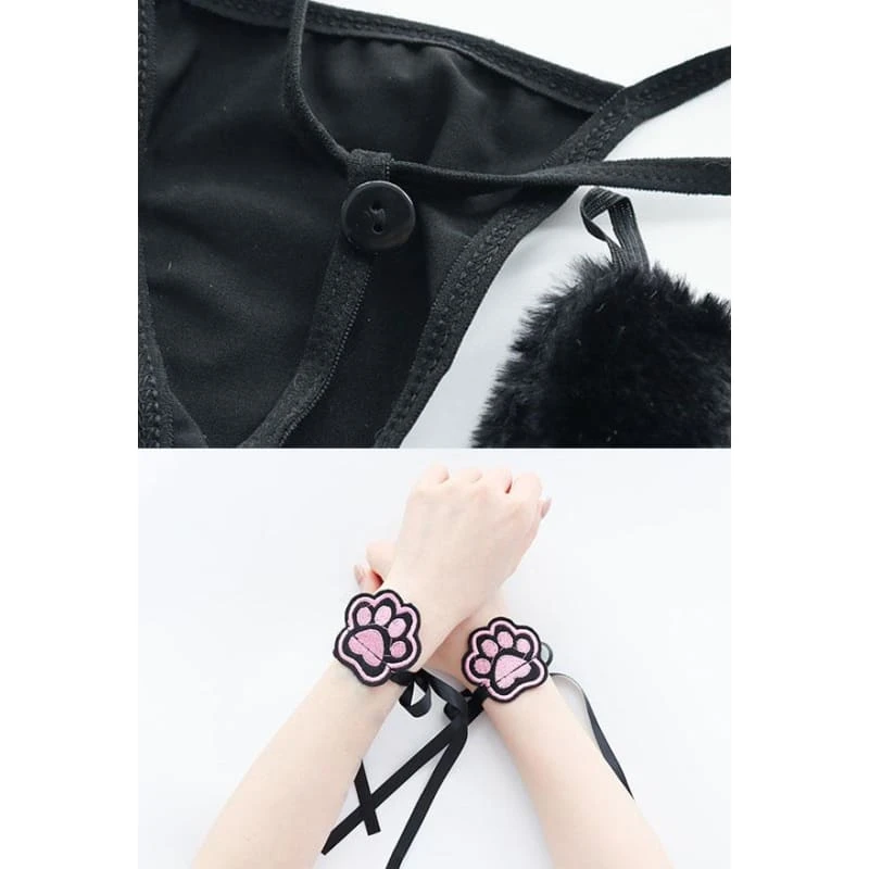 Kawaii Cat Girl Translucent Pajama Open Chest Nightdress With Ears And Tail Set EG392 6 Kawaii Cat Girl Translucent Pajama Open Chest Nightdress With Ears And Tail Set EG392 - Image 6