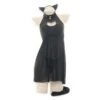 Kawaii Cat Girl Translucent Pajama Open Chest Nightdress With Ears And Tail Set EG392
