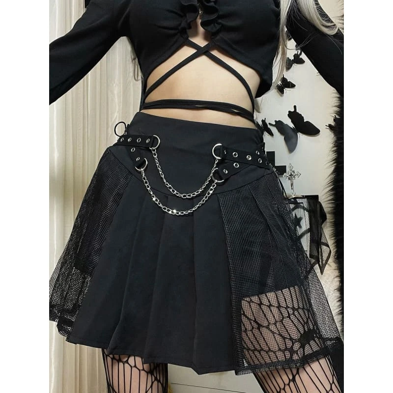 Kawaii Chains See Through Pleated Skirt ON74 1 Kawaii Chains See Through Pleated Skirt ON74