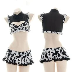 Kawaii Cow Print Two-pieces Lingerie Set SP16290