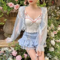 Kawaii Floral Blue/White Backless Sweet Halter Tops EG16926 -EgrilDoll Fashion Outlet Store kawaii floral bluewhite backless sweet halter tops eg16926 329