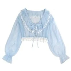 Kawaii Floral Blue/White Backless Sweet Halter Tops EG16926 -EgrilDoll Fashion Outlet Store kawaii floral bluewhite backless sweet halter tops eg16926 386