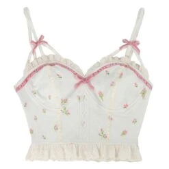 Kawaii Floral Blue/White Backless Sweet Halter Tops EG16926 -EgrilDoll Fashion Outlet Store kawaii floral bluewhite backless sweet halter tops eg16926 513