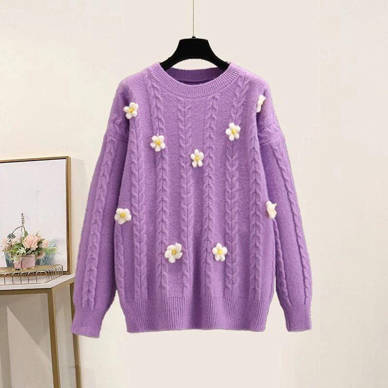 Kawaii Flowers Pastel Sweater Tulle Skirt Set ON242 6 Kawaii Flowers Pastel Sweater Tulle Skirt Set ON242 - Image 6