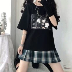 Kawaii Goth Anime Catgirl Tee EE0777