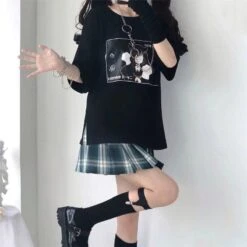 Kawaii Goth Anime Catgirl Tee EE0777 -EgrilDoll Fashion Outlet Store kawaii goth anime catgirl tee ee0777 t shirt 754