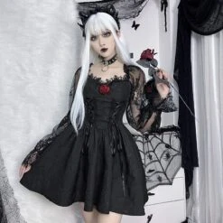 Kawaii Gothic Princess Rose Black Dress ON225 12 Kawaii Gothic Princess Rose Black Dress ON225 -EgrilDoll Fashion Outlet Store kawaii gothic princess rose black dress on225 479