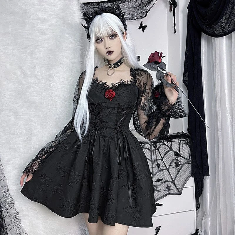 Kawaii Gothic Princess Rose Black Dress ON225 4 Kawaii Gothic Princess Rose Black Dress ON225 - Image 4