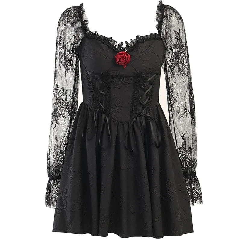 Kawaii Gothic Princess Rose Black Dress ON225 5 Kawaii Gothic Princess Rose Black Dress ON225 - Image 5