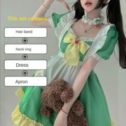Kawaii Green Spring Maid Dress ON652 10 Kawaii Green Spring Maid Dress ON652 -EgrilDoll Fashion Outlet Store kawaii green spring maid dress on652 m set no stock 236