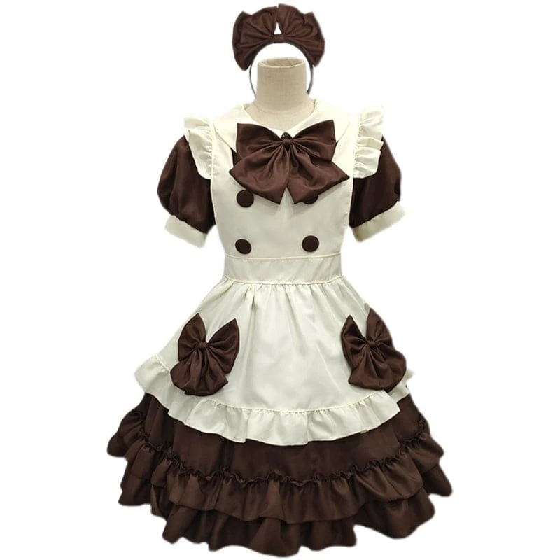 Kawaii Harajuku Chocolate Maid Bow Lolita Dress ON19 6 Kawaii Harajuku Chocolate Maid Bow Lolita Dress ON19 - Image 6