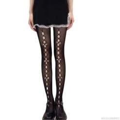 Kawaii Hollow Out Bowknot Black/White Lace Fishnet Tights BE480 -EgrilDoll Fashion Outlet Store kawaii hollow out bowknot blackwhite lace fishnet tights be480 233