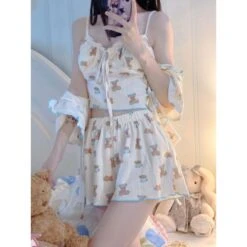 Kawaii Home Wear Three Pieces Set Bear Pajamas ON04 -EgrilDoll Fashion Outlet Store kawaii home wear three pieces set bear pajamas on04 629