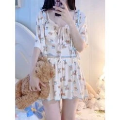 Kawaii Home Wear Three Pieces Set Bear Pajamas ON04 -EgrilDoll Fashion Outlet Store kawaii home wear three pieces set bear pajamas on04 outer short sleeved suspender shorts 440