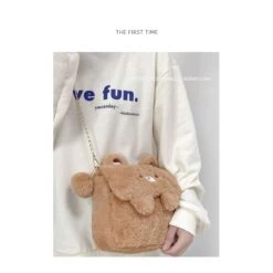 Kawaii Kuma Bear White Brown Sholder Bag ON454 -EgrilDoll Fashion Outlet Store kawaii kuma bear white brown sholder bag on454 357