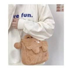 Kawaii Kuma Bear White Brown Sholder Bag ON454 -EgrilDoll Fashion Outlet Store kawaii kuma bear white brown sholder bag on454 548