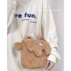 Kawaii Kuma Bear White Brown Sholder Bag ON454 -EgrilDoll Fashion Outlet Store kawaii kuma bear white brown sholder bag on454 565