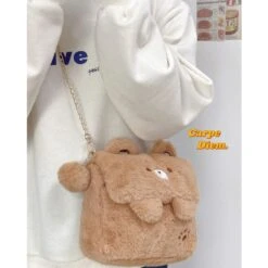 Kawaii Kuma Bear White Brown Sholder Bag ON454