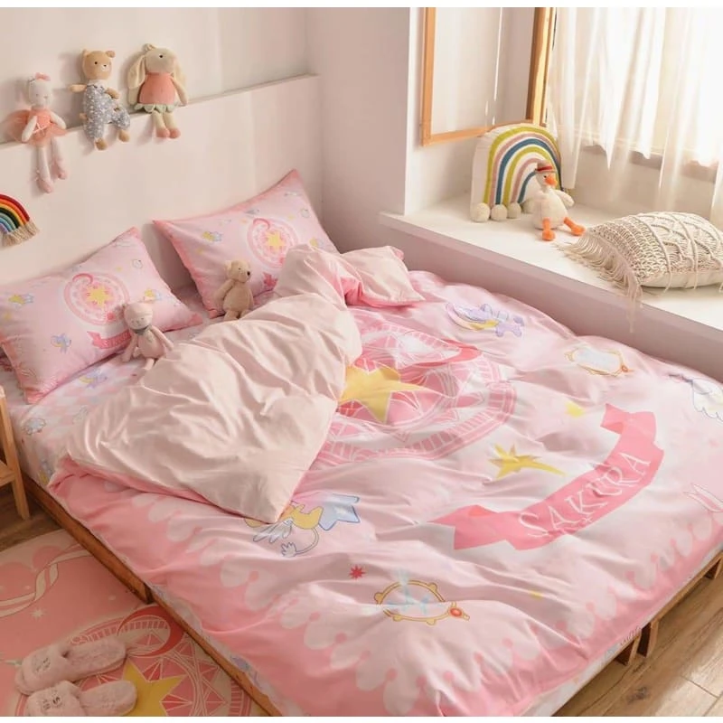 Kawaii Pastel Fashion CardCaptor Sakura Anime Bedding Set SS1621 2 Kawaii Pastel Fashion CardCaptor Sakura Anime Bedding Set SS1621 - Image 2