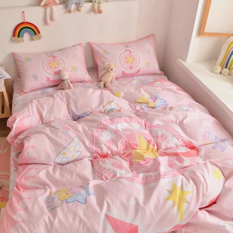 Kawaii Pastel Fashion CardCaptor Sakura Anime Bedding Set SS1621 1 Kawaii Pastel Fashion CardCaptor Sakura Anime Bedding Set SS1621