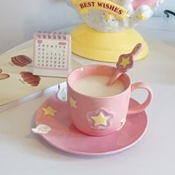 Kawaii Pink CardCaptor Sakura Stars Wings Ceramic Cup ON148 -EgrilDoll Fashion Outlet Store kawaii pink cardcaptor sakura stars wings ceramic cup on148 mug set 259