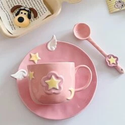 Kawaii Pink CardCaptor Sakura Stars Wings Ceramic Cup ON148 -EgrilDoll Fashion Outlet Store kawaii pink cardcaptor sakura stars wings ceramic cup on148 mug set 746