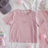 Kawaii Pink Hollow Out Heart T-shirt EG17334