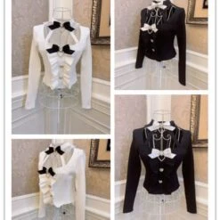 Kawaii Princess Top Black White Hearts ON466