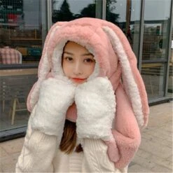 Kawaii Rabbit Hat Long Ears Cute Cartoon Plush Cap For Winter FY034