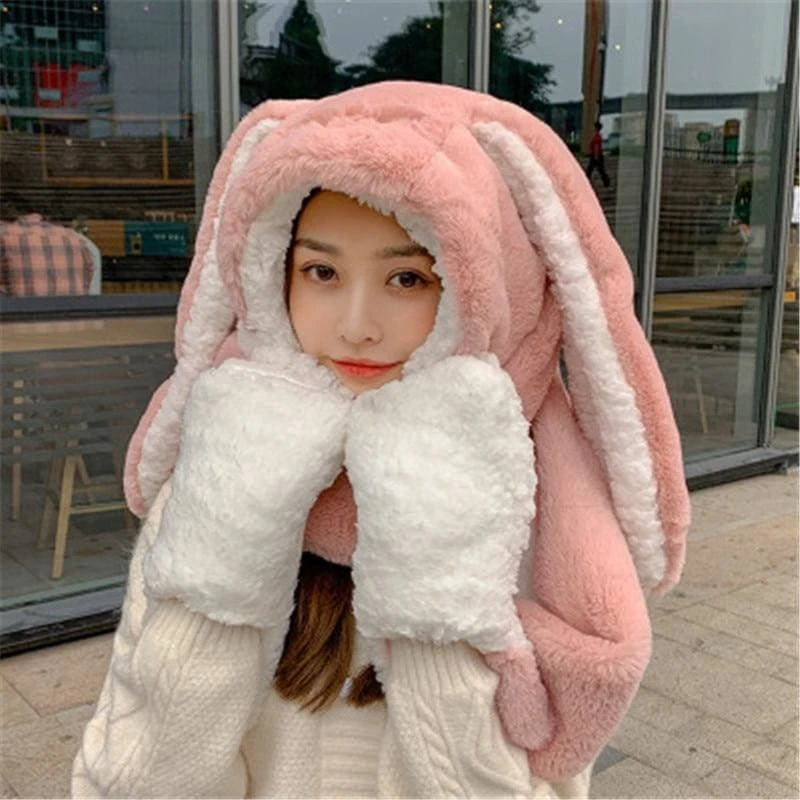 Kawaii Rabbit Hat Long Ears Cute Cartoon Plush Cap For Winter FY034 1 Kawaii Rabbit Hat Long Ears Cute Cartoon Plush Cap For Winter FY034