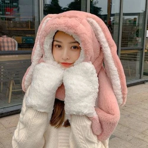 Kawaii Rabbit Hat Long Ears Cute Cartoon Plush Cap For Winter FY034 2 Kawaii Rabbit Hat Long Ears Cute Cartoon Plush Cap For Winter FY034 - Image 2