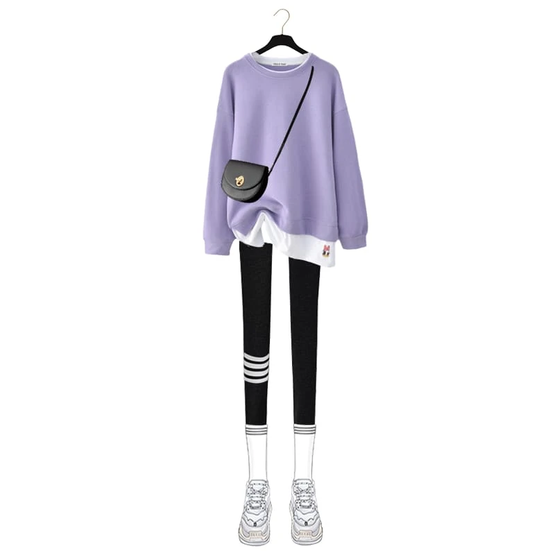 Kawaii Round Collar Sweatshirt Casual Leggings Two Piece Set ON256 3 Kawaii Round Collar Sweatshirt Casual Leggings Two Piece Set ON256 - Image 3